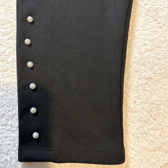 INC International Concepts black leggings w pearl bead accents - Picture 6 of 9